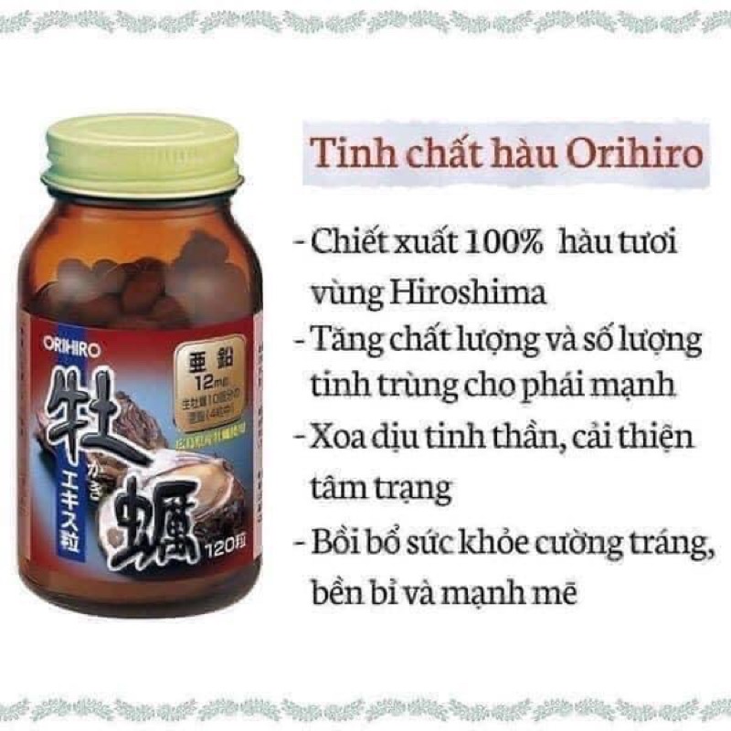 Viên uống tinh chất hàu tươi Orihiro Nhật Bản 120v