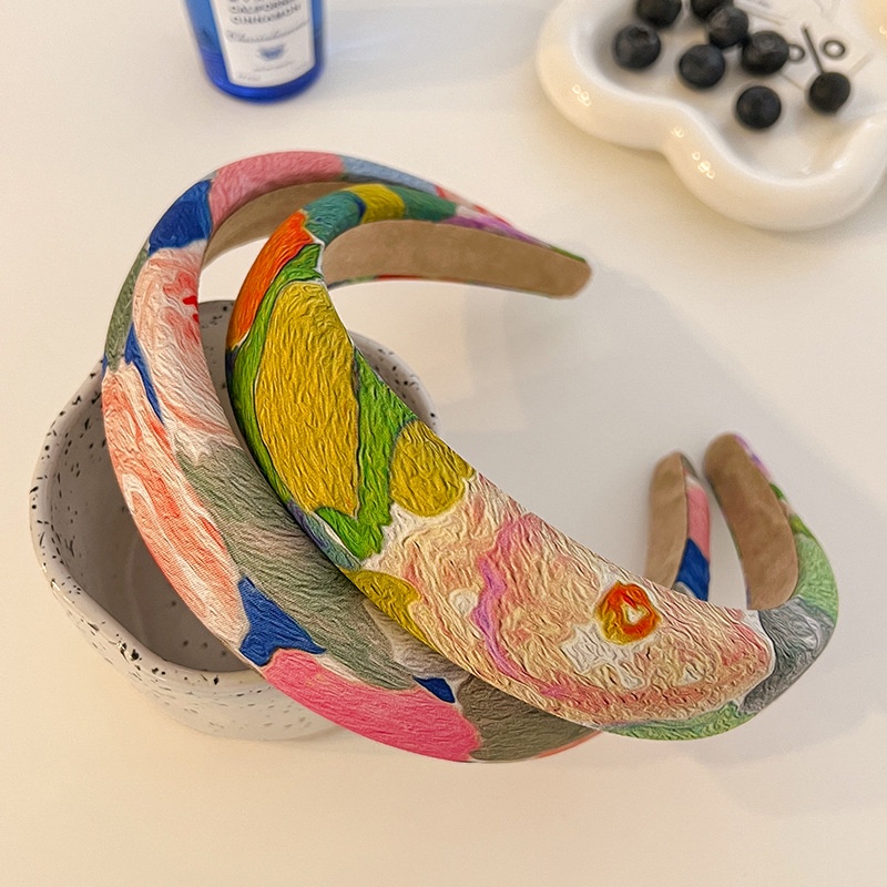 Băng đô vải hoa văn sơn dầu màu nổi