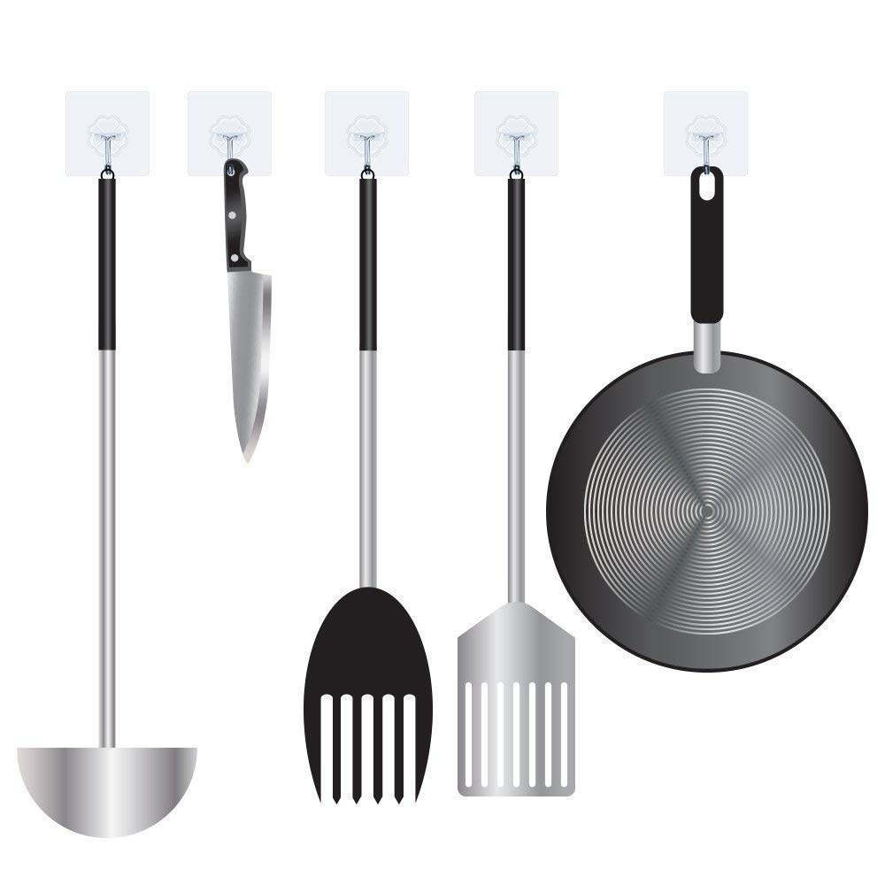 Set 10 móc treo đồ dán tường bằng thép không gỉ chống thấm nước