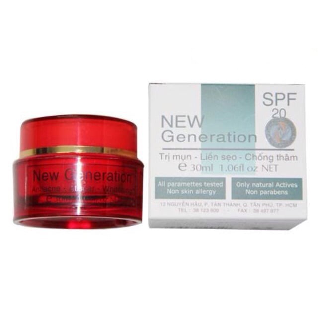 KEM MỤN- LIỀN SẸO-SÁNG DA NEW GENERATION HÀNG CHÍNH HÃNG LỌ 30G.