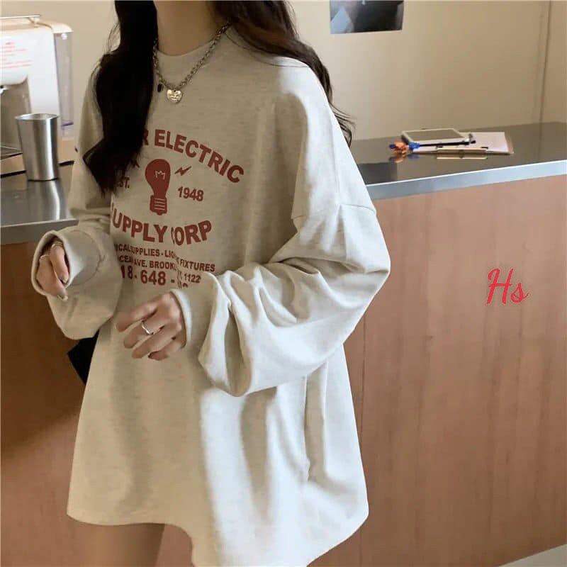 Áo sweater in bóng đèn 1948, chất nỉ dày dặn sp000791