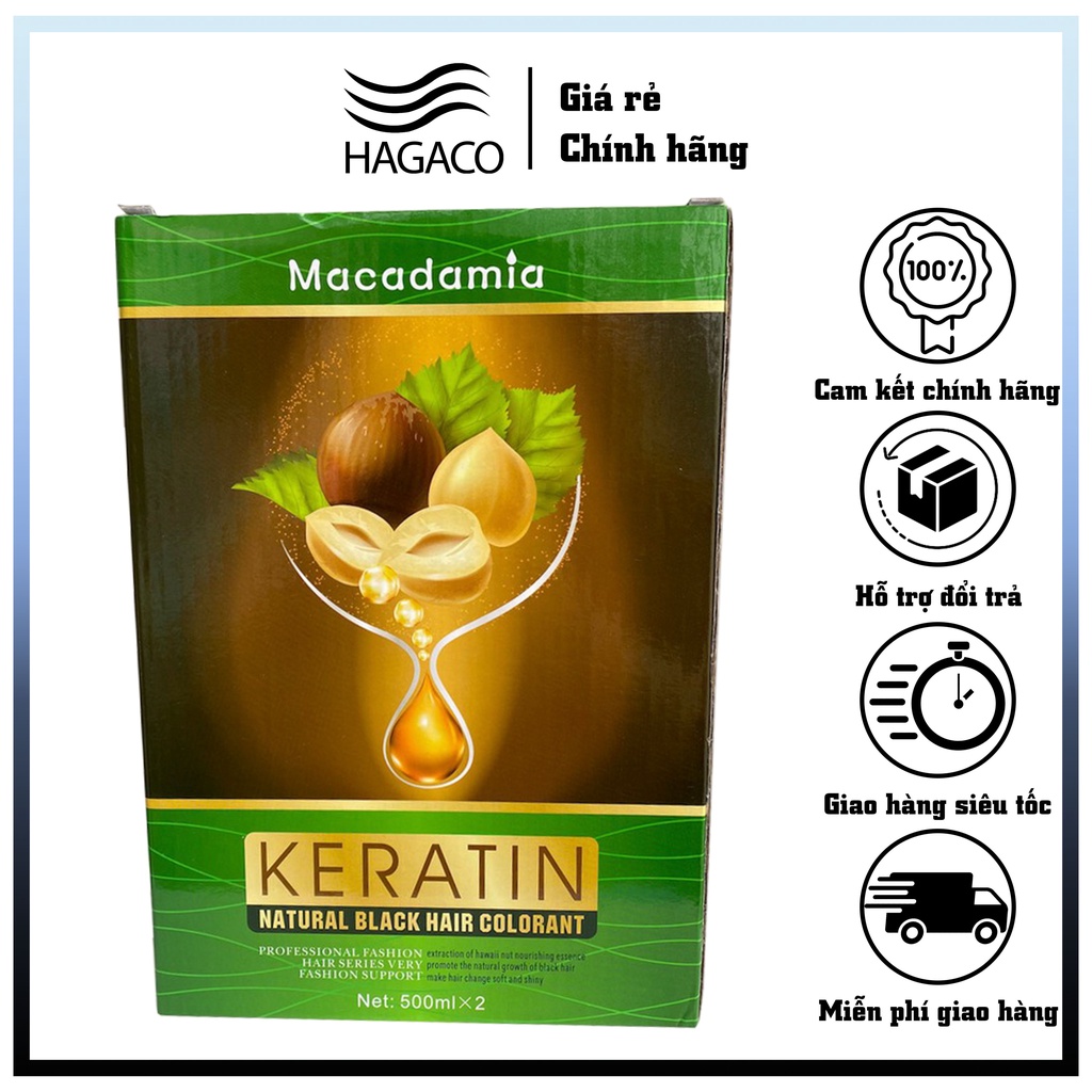 Nhuộm đen KERATIN tự nhiên từ tinh chất từ trái Macadamia chuyên gia phủ tóc bạc SALON CT38