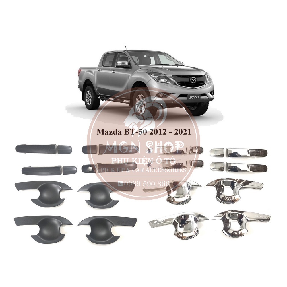 [Ốp tay nắm cửa] [Ốp hõm cửa] [Mazda BT-50] [màu đen / màu bạc]