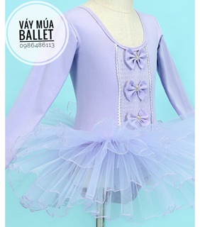 Váy múa ballet 3 nơ tím cao cấp