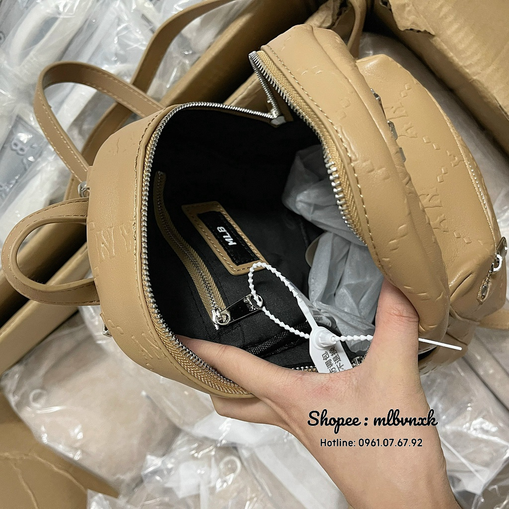 ẢNH THẬT / TQXK - Balo Da MLB Diamond Monogram Embo Mini Backpack New York Yankees - HÀNG XUẤT DƯ FULLTAG