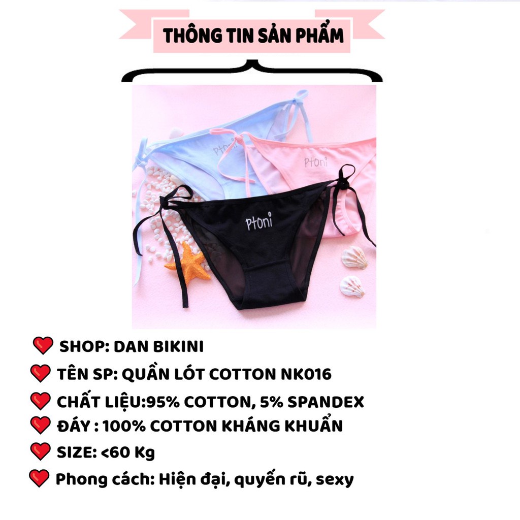 Quần Lót Nữ Cotton ❤️FREESHIP❤️ Quần Lót Ren Thắt Nơ Hông Sexy điệu đà mẫu NK016