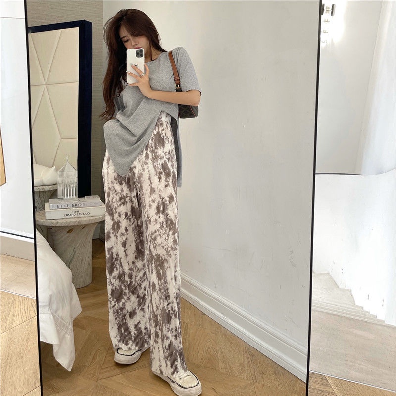 Quần ống rộng Họa Tiết Mực In Thời Trang Cho Nữ