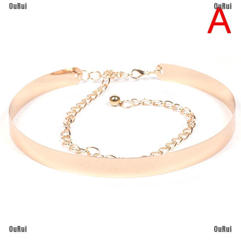 Thắt Lưng Bản Rộng 2-3.5cm Bằng Kim Loại Màu Vàng / Bạc Cho Nữ