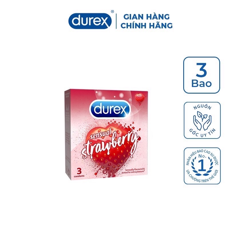 Bao cao su Durex hương dâu & sô cô la hàng chính hãng nhập khẩu bởi công ty dksh việt nam