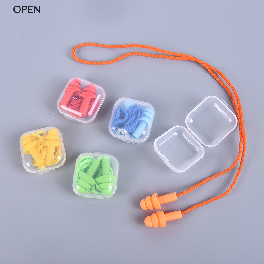 Nút Bịt Tai Giảm Tiếng Ồn Bằng Silicone Kèm Dây Đeo Tiện Dụng Khi Đi Bơi