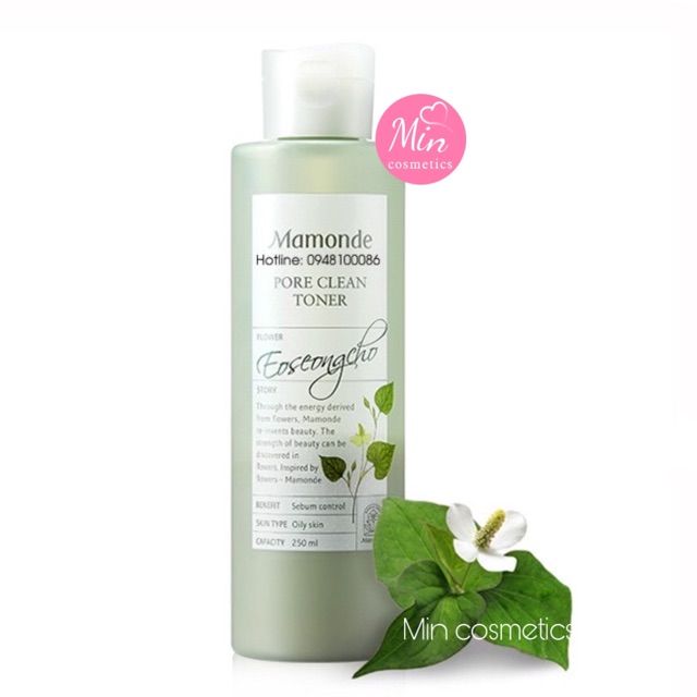 Nước Hoa hồng từ rau diếp cá mamonde pore clean toner Hàn Quốc 250ml