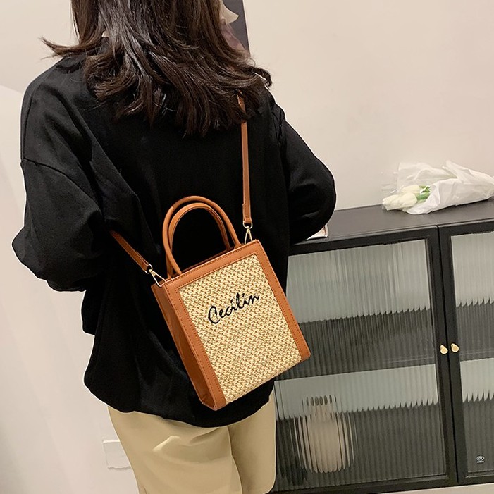Túi xách nữ đeo chéo da phối cói Cecilin