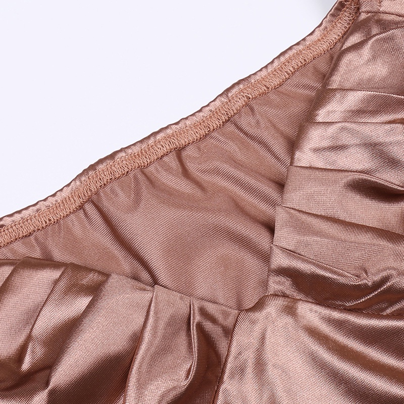 Áo Satin Hở Lưng Cổ Xếp Nếp Thanh Lịch Dành Cho Nữ D0321