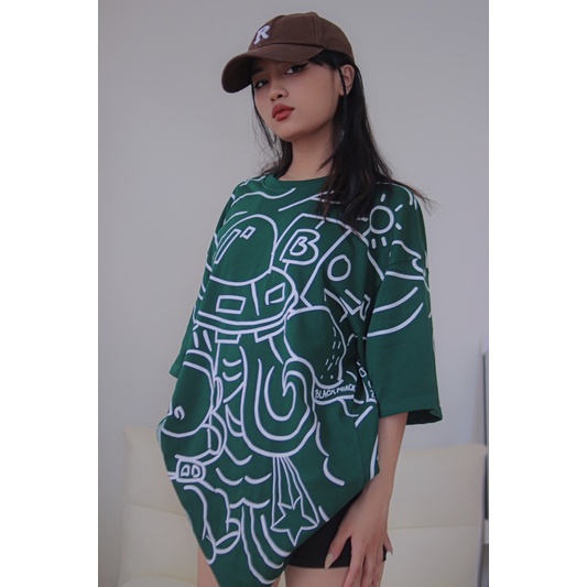 Áo thun tay lỡ form rộng in full Mitinline BLACKMIACK - Unisex nam nữ đều mặc được