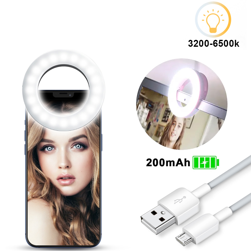 Đèn Led Tròn 40 Bóng Có Kẹp Gắn Điện Thoại Hỗ Trợ Chụp Ảnh Tự Sướng Sạc Usb