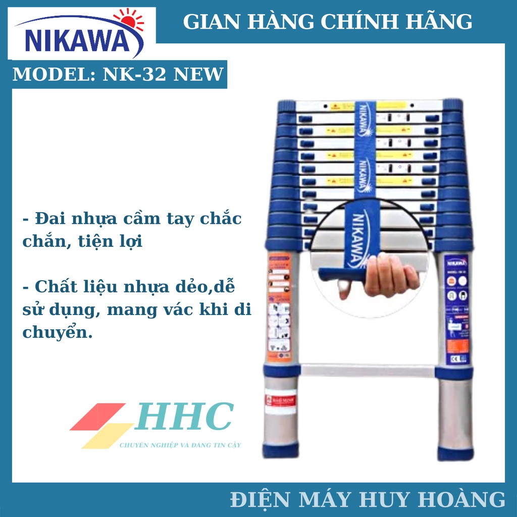 Thang nhôm rút đơn siêu bền Nikawa NK-32 New. NK-32 Pro