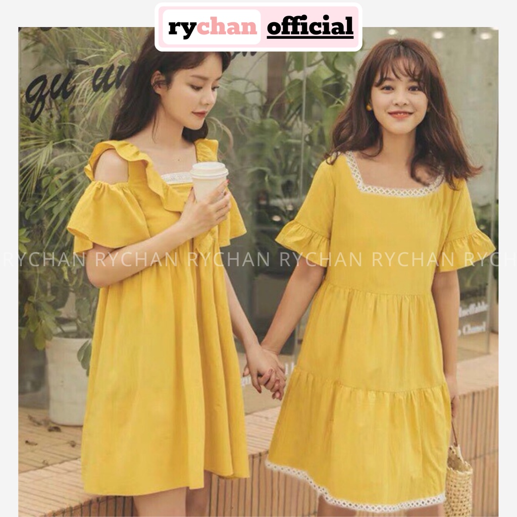 [ẢNH THẬT CUỐI] Đầm Xòe Vàng Form Babydoll 2 Kiểu - DX033