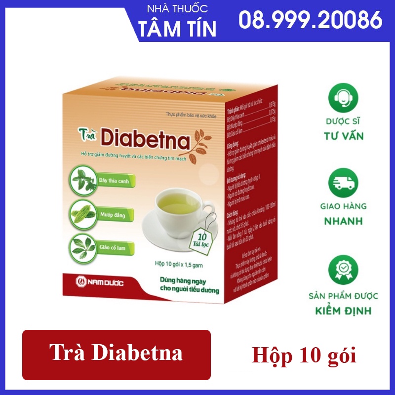 [CHÍNH HÃNG] Trà Diabetna cho người tiểu đường - hỗ trợ hạ đường huyết và mỡ máu hộp 10 gói