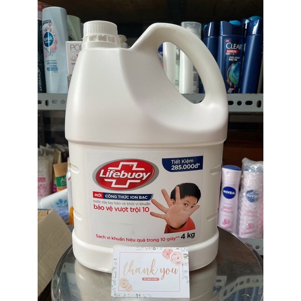 ((MỚI)) Nước rửa tay can Lifebouy  4kg bảo vệ vượt trội( can tiết kiệm)MẪU MỚI