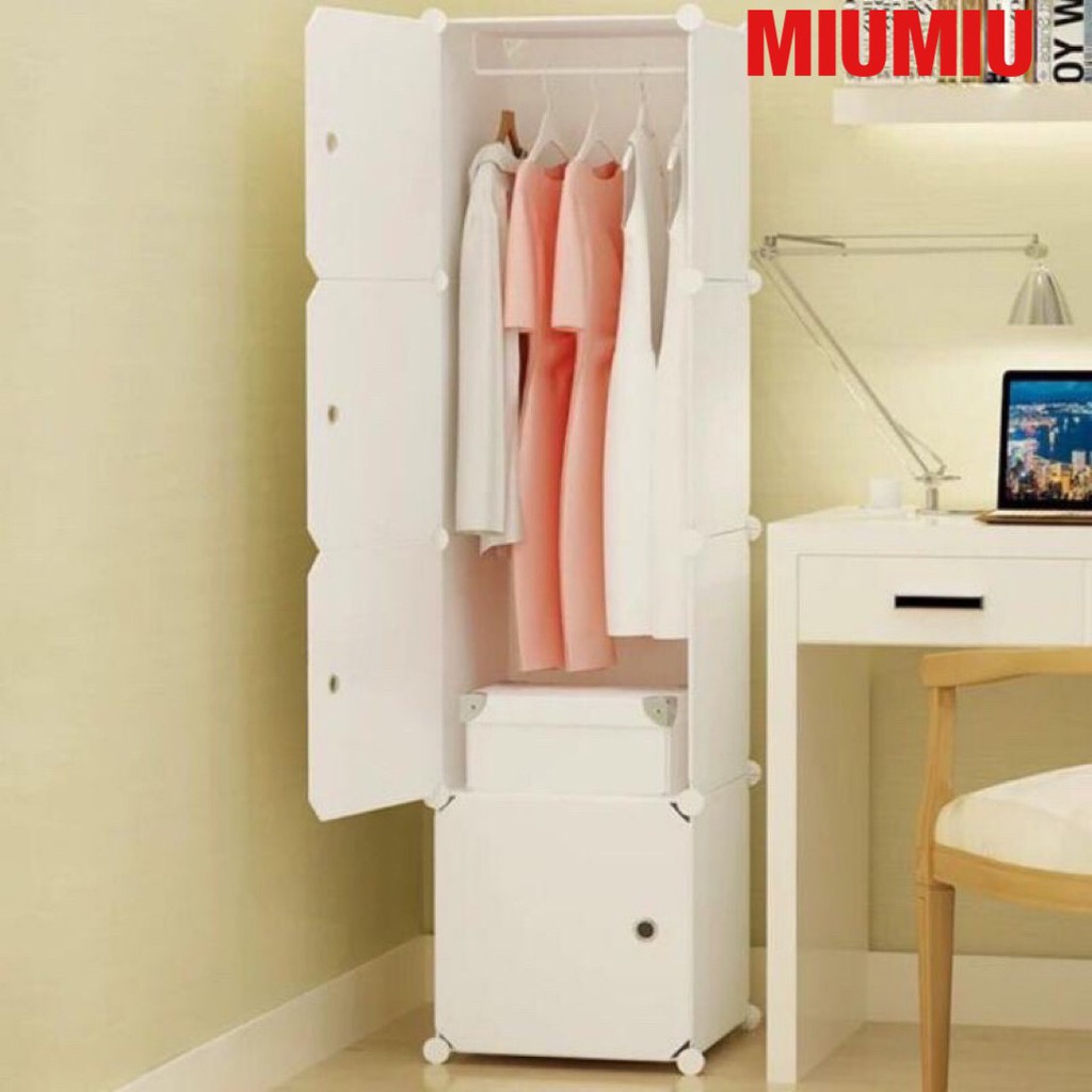 Tủ nhựa ghép MiuMiu 4 ngăn 1 thanh treo