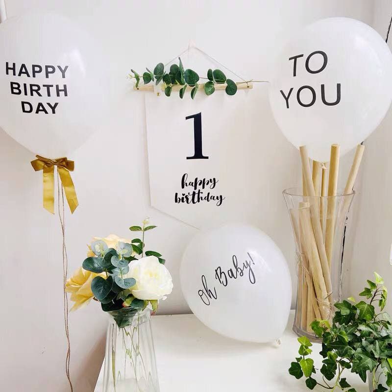 Bóng tròn in chữ Happy Birthday To You trang trí sinh nhật phong cách Hàn Quốc