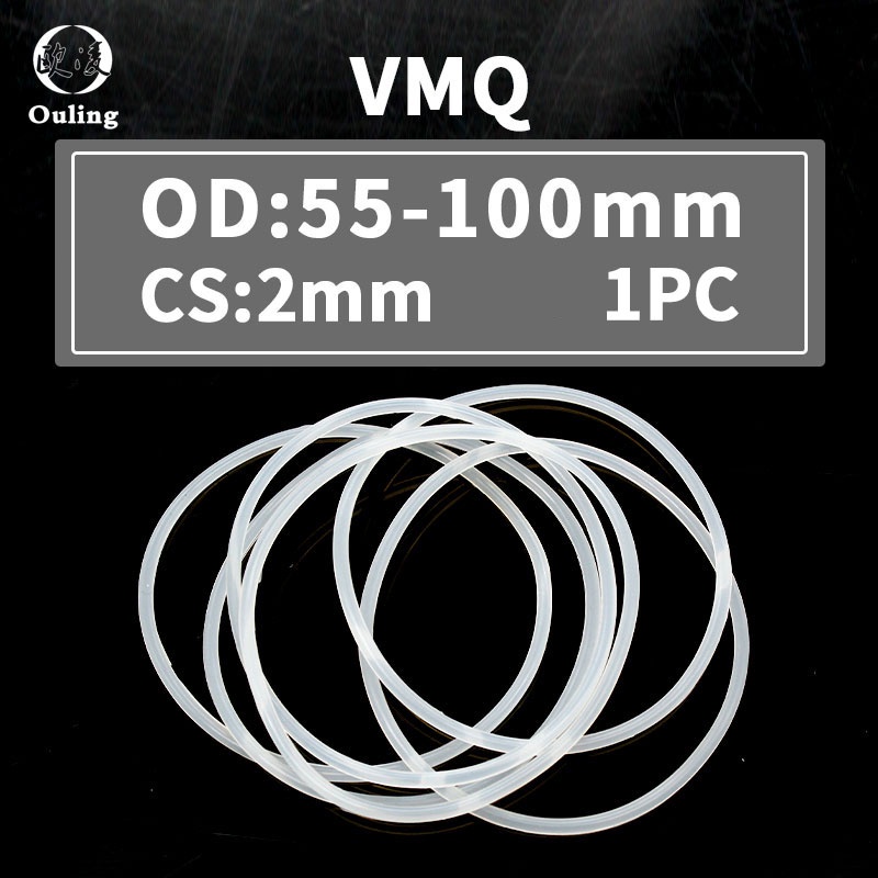1 Vòng Đệm Cao Su Silicon Trắng Dày 2mm Chống Sốc Không Độc Hại Cho Vòng Đệm Kích Thước 55 / 60 / 65 / 68 / 70 / 75 / 80 / 90 / 95 / 100 * 2mm