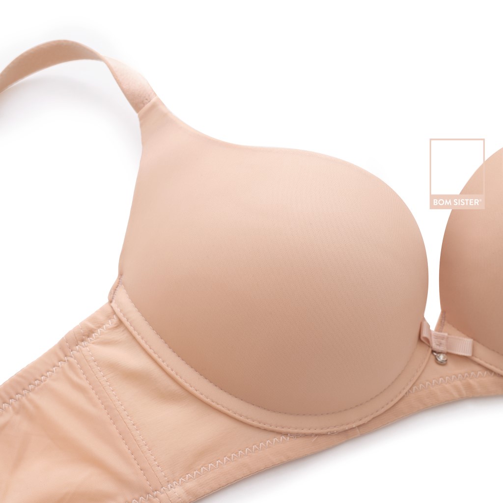 Áo lót mút vừa không gọng thun lạnh màu trơn dây áo liền nâng ngực tự nhiên BOM SISTER LC2601 | BigBuy360 - bigbuy360.vn