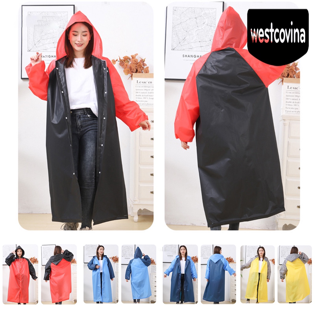 [Hot]☀ Áo Mưa Dáng Dài Có Mũ Trùm Đầu Thiết Kế Dây Thừng Thời Trang Unisex