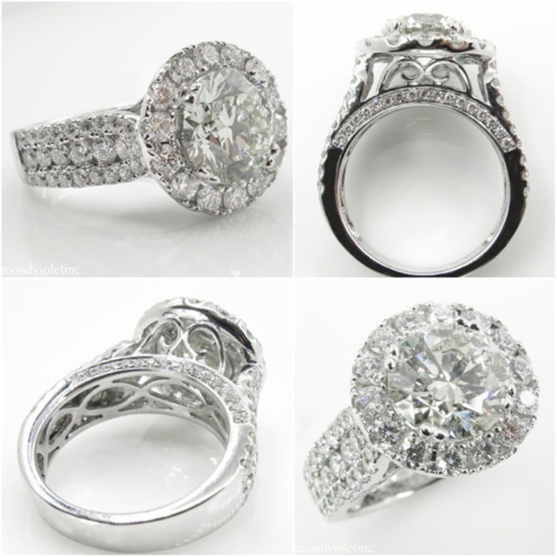 Nhẫn cưới mạ bạc đính đá sapphire trắng sang trọng