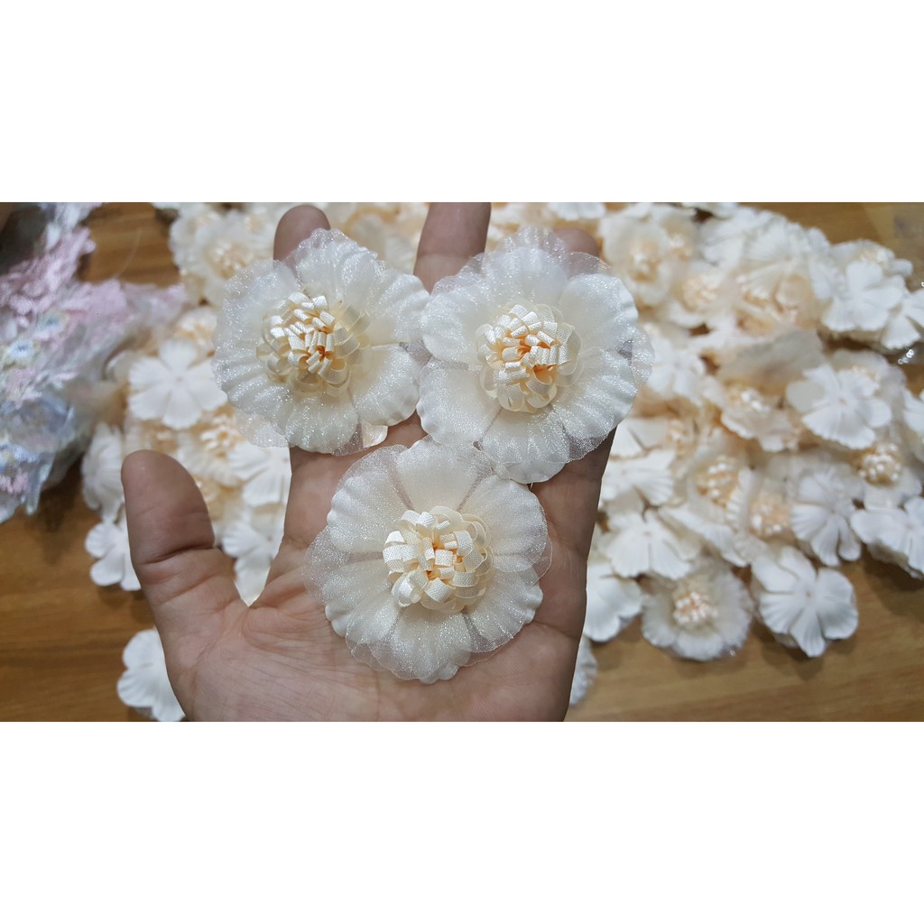 HOA VẢI TRANG TRÍ 5cm - Sét 10 cái