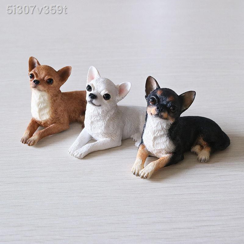 ▤۩☽Nhà máy Jijiamei Trực tiếp Mini Chihuahua Mô phỏng Con chó Mô hình Trang trí Xe Nhựa Bộ sưu tập Quà tặng Thủ công mỹ