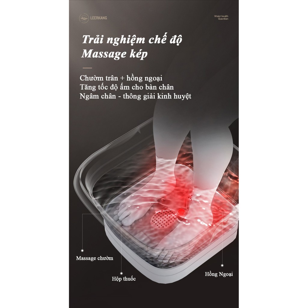 Máy xông hơi massage chân Leerkang 818S có nhiệt hồng ngoại, ánh sáng UV làm trắng, kết hợp sử dụng thảo dược, 4 in 1