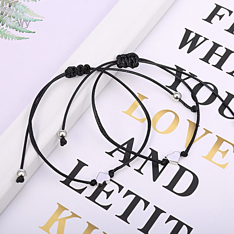 Vòng Tay Dây Bện Mặt Hình Trái Tim Cho Cặp Đôi