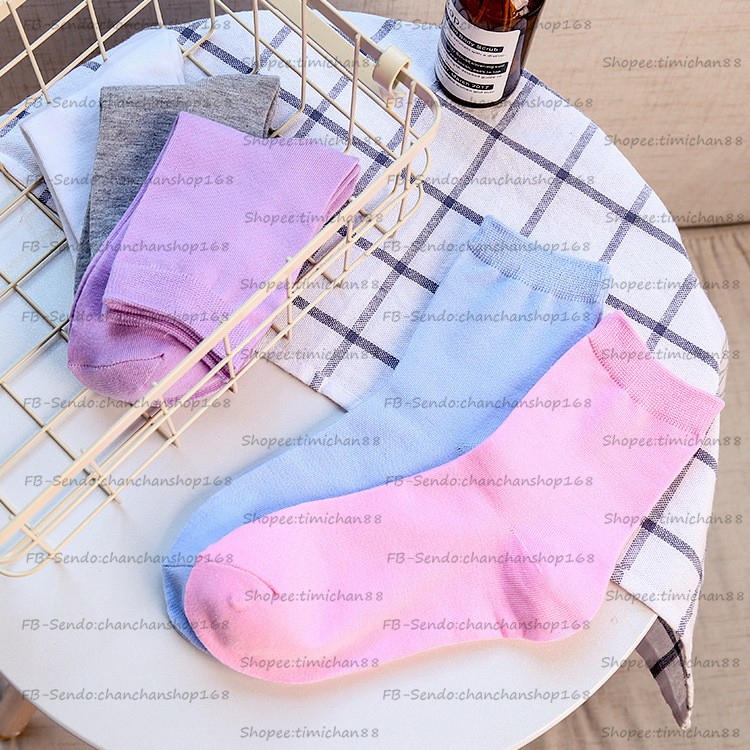 Vớ dài nữ Cotton Trơn - Sọc - Ô vuông 16k / đôi