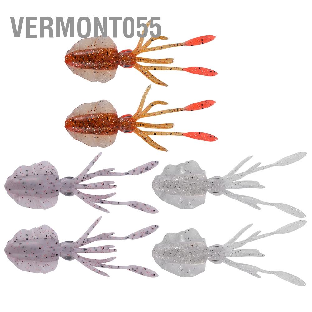 Vermont055 2Pcs Squid Shape Soft Bait Artificial Fish Lure Tackle for Sea Boat Fishing