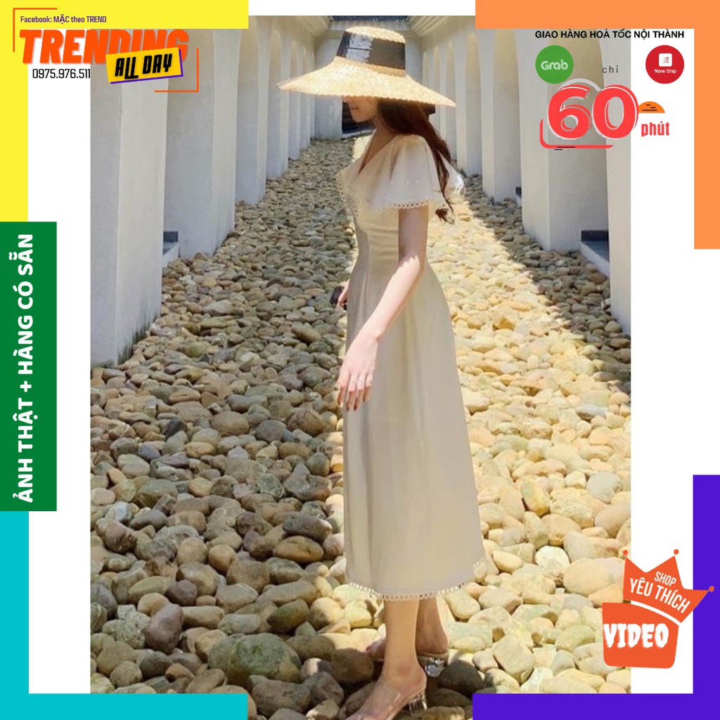 Đầm Dáng Dài, Đầm Xoè Tay Cách Điệu, Cổ Tim, Viền Ren, From Chuẩn mặc Auto Xinh Đẹp ạ. | BigBuy360 - bigbuy360.vn