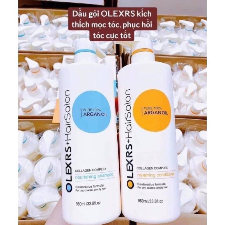 Cặp dầu gội xả hương nước hoa Olexrs  Argan Oil Collagen Hair Salon 950ml 500ML chính hãng phục hồi Tóc Khô Hư Tổn