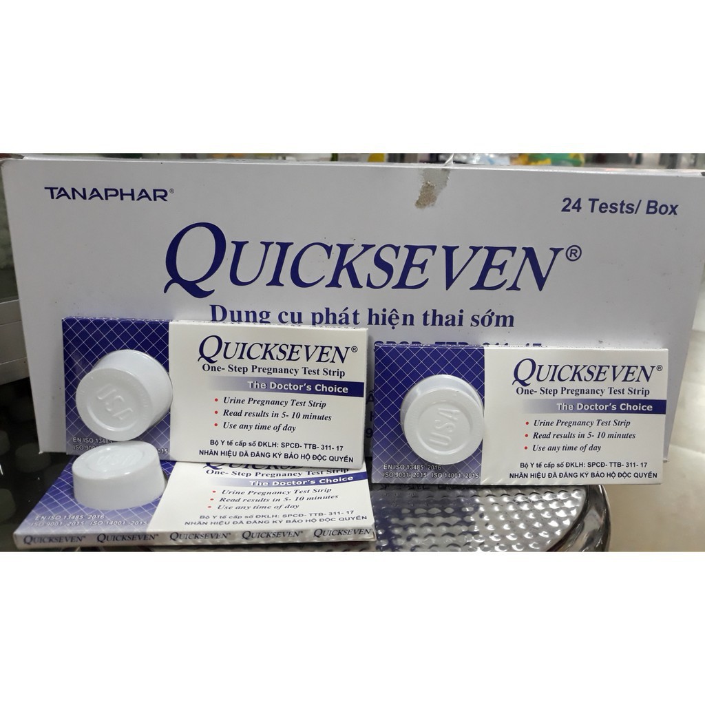 Que thử thai Quickseven 2 vạch chính xác - test thử thai hai vạch sớm nhanh hiệu quả tức thì