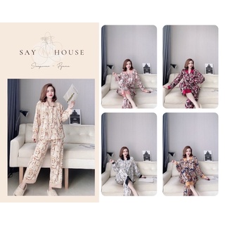 Pijama dài tay, Đồ mặc nhà dài tay cổ sen, Pijama dài cổ sen
