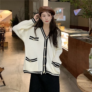 ⊕☫✇áo khoác cardigan dệt kim cổ chữ v phong cách hàn quốc 3 màu sắc lựa chọn