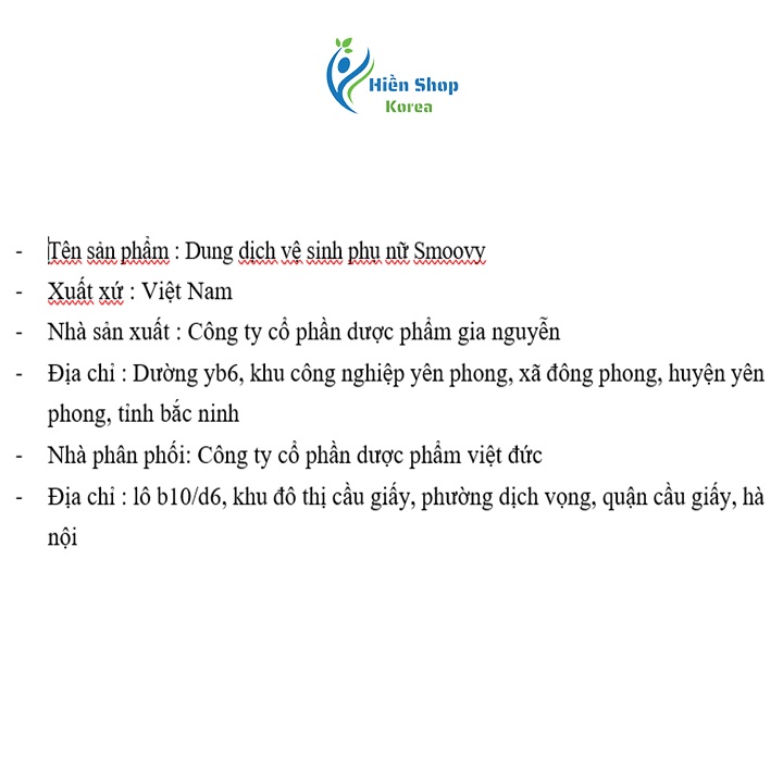 Dung dịch vệ sinh phụ nữ Smoovy dưỡng ẩm và làm hồng làm sạch giảm thâm xỉn, chảy xệ và se khít