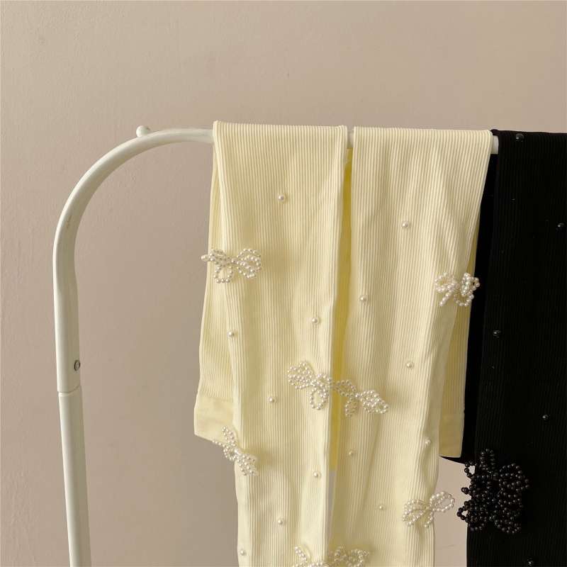 Xiangbao Quần Tất Đính Hạt Ngọc Trai Giả Thắt Nơ Màu Trơn Kiểu Lolita Mùa Thu Cho Nữ