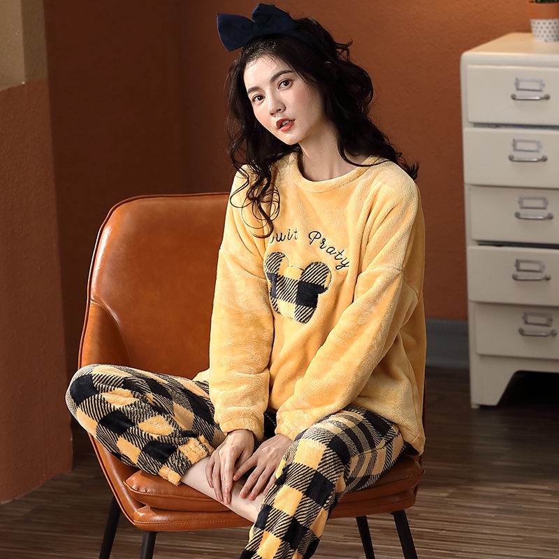 ĐN006 - Bộ ngủ lông giữ ấm tay dài quần dài hoạt hình dễ thương | BigBuy360 - bigbuy360.vn