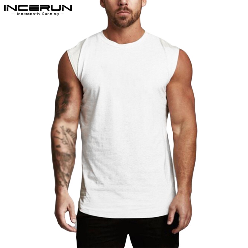 Áo ba lỗ thể thao INCERUN cổ tròn thoải mái thời trang mùa hè cho nam