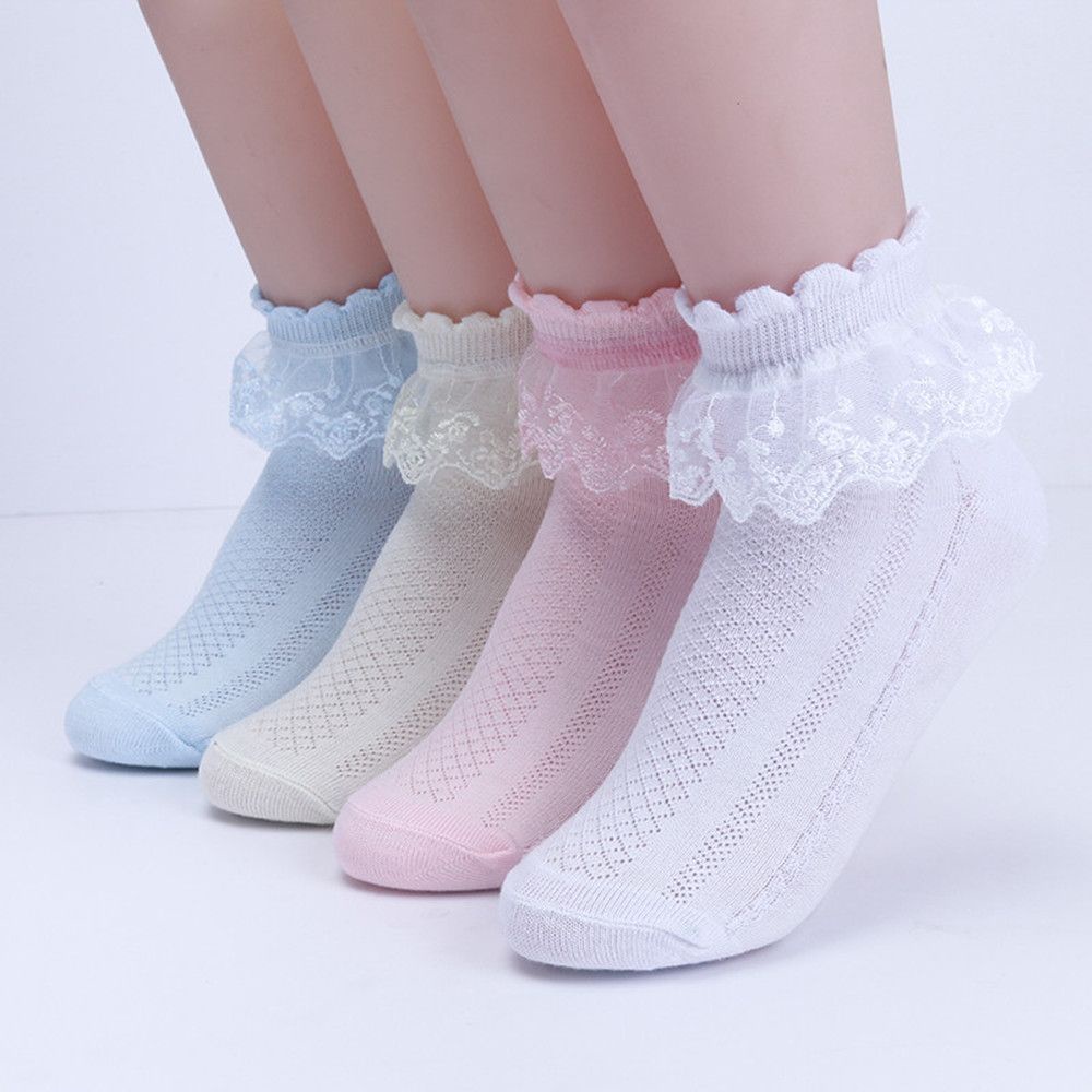 Vớ cotton phối ren lưới siêu mỏng thời trang xuân hè dễ thương cho bé gái