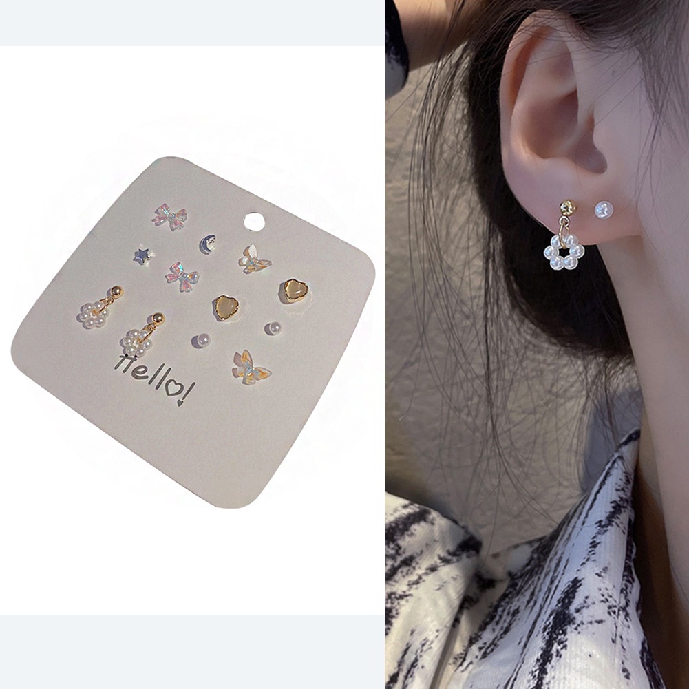 Set 6 Cặp Bông Tai Ngọc Trai Giả Thời Trang Hàn Quốc