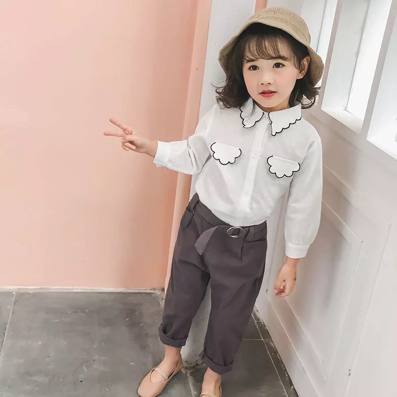 Áo sơ mi sóng cho bé gái