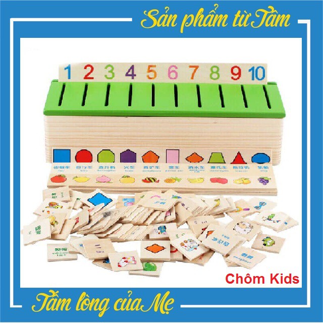 Đồ Chơi Hộp Thả Hình Theo Chủ Đề Bằng Gỗ - Hộp Thả Hình Thẻ Giáo Cụ Montessori