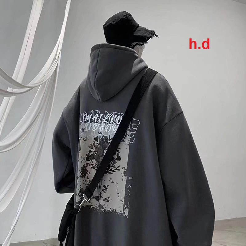 Áo hoodie dáng rộng dài tay lọ hoa Chất nỉ ngoại phong cách Hàn Quốc mùa thu đông cho nam
