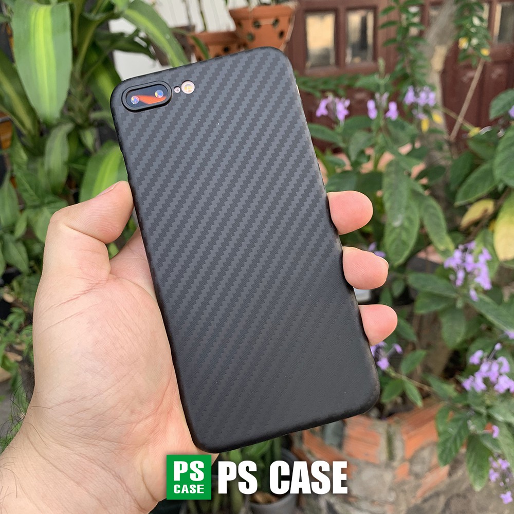 Ốp lưng siêu mỏng, vân carbon dành cho iPhone 7 Plus / iPhone 8 Plus - Màu đen - PS Case Phân Phối